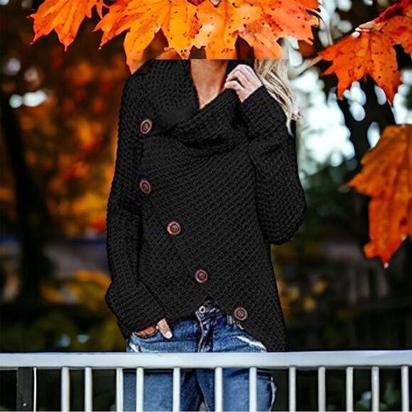 Cowl turtle neck Long Sleeve Sweater - Picture 12 of 12